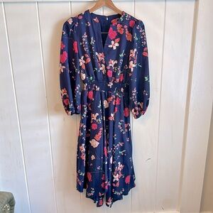 Excellent Condition Eliza J Eliza J Poet Sleeve Smock Waist Dress Navy 4